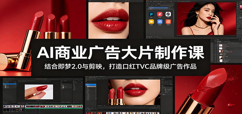 AI商业广告大片制作课：结合即梦2.0与剪映，打造口红TVC品牌级广告作品-玩备项目资源网
