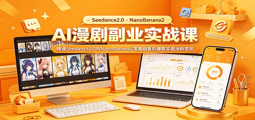 AI漫剧副业实战课：精通Seedance2.0与NanoBanana2零基础复刻爆款实现涨粉变现-玩备项目资源网