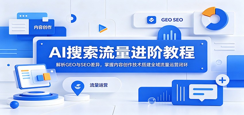 AI搜索流量进阶教程：解析GEO与SEO差异，掌握内容创作技术搭建全域流量运营闭环-玩备项目资源网
