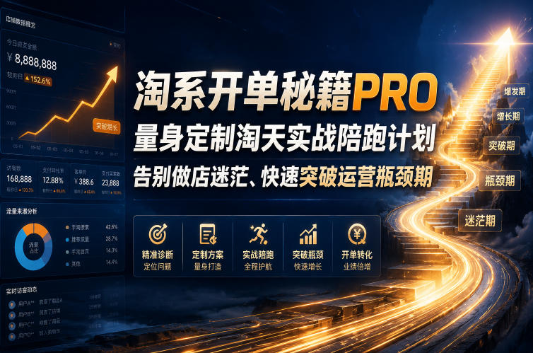 淘系开单秘籍PRO，量身定制淘天实战陪跑计划，告别做店迷茫、快速突破运营瓶颈期（2026年6月11）-玩备项目资源网