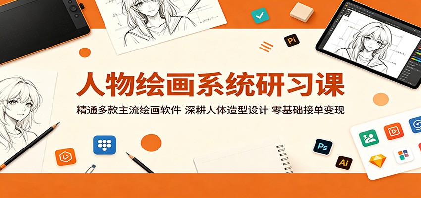 人物绘画系统研习课：精通多款主流绘画软件，深耕人体造型设计，零基础接单变现-玩备项目资源网