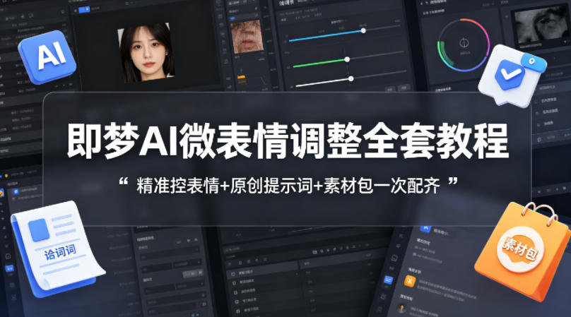 即梦AI微表情调整全套教程，精准控表情+原创提示词+素材包一次配齐-玩备项目资源网